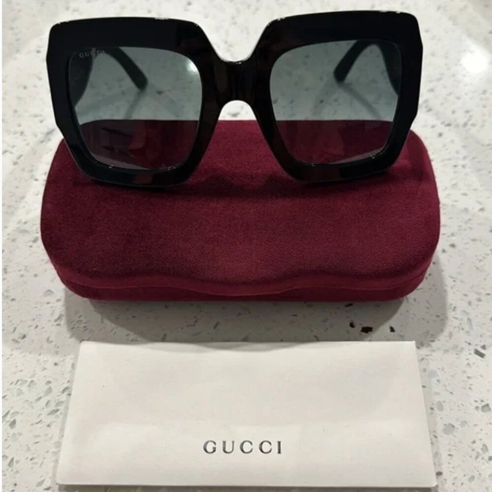 GUCCI Square Glitter Frame Sunglasses - Black - GG0102S